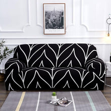 Load image into Gallery viewer, BLACK LEAVES - EXTENSIBLE ARMCHAIR AND SOFA COVERS